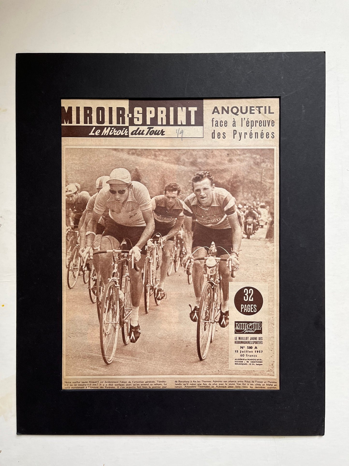 Vintage Cycling Print - Jacques Anquetil, Tour de France, Original 1957