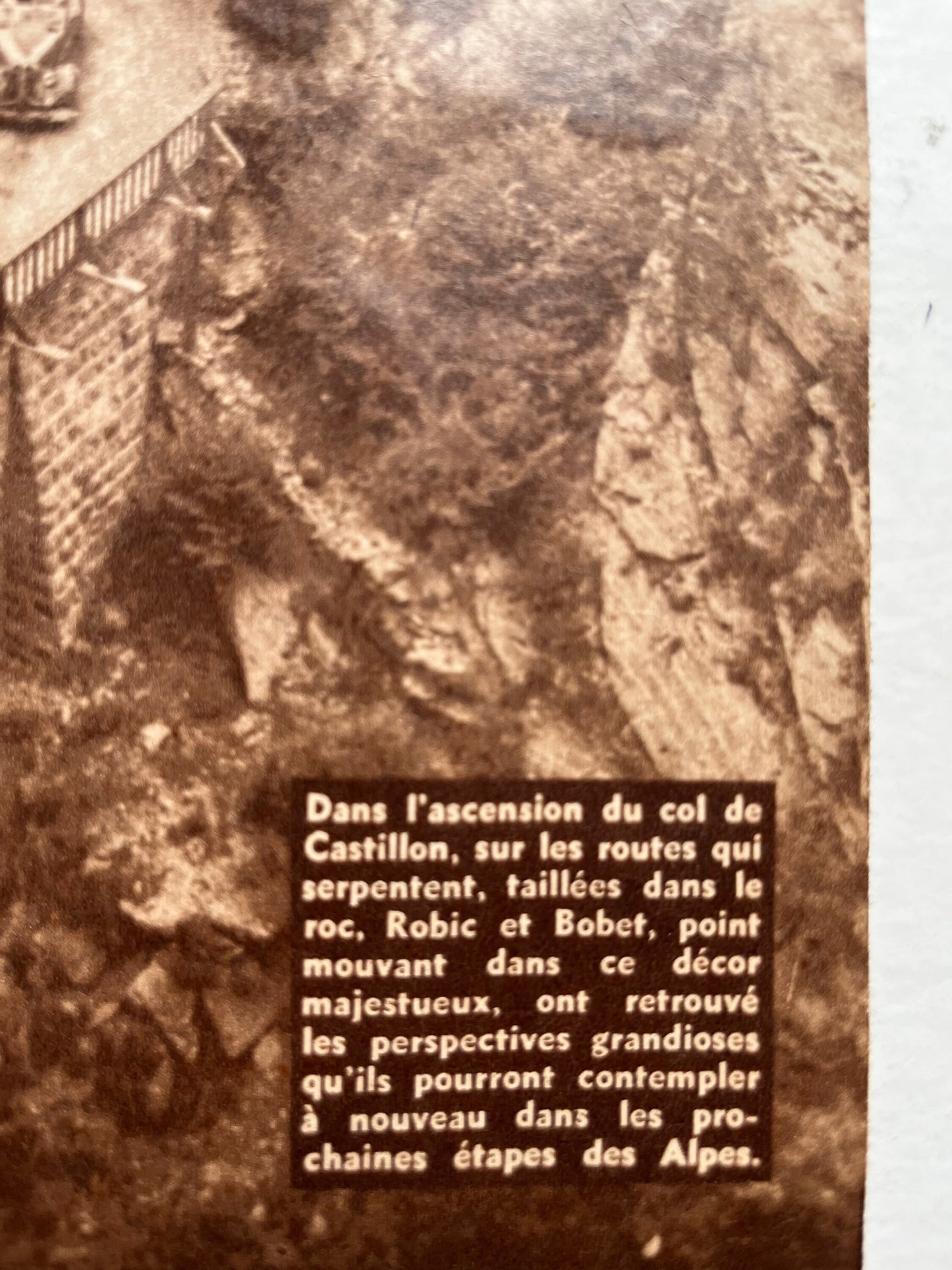 Vintage Cycling Print - Tour de France Peloton, Le Col du Castillon, Original 1952