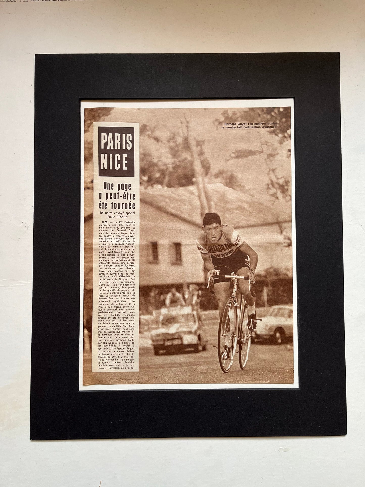 Vintage Cycling Print - Milan - San Remo, Bernard Guyot, Original 1967
