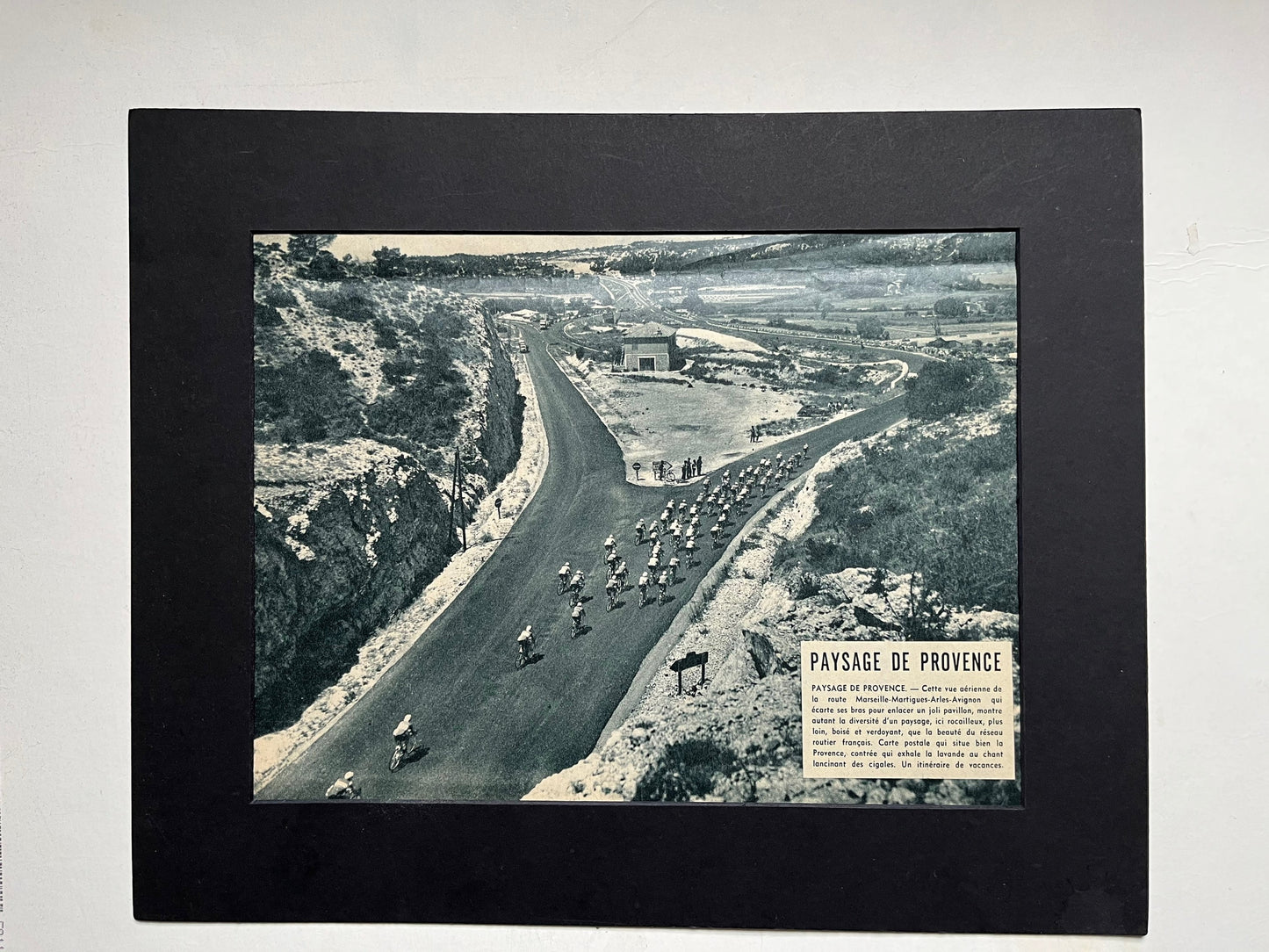 Vintage Cycling Print - Tour de France, Paysage de Provence Peloton, Original 1959