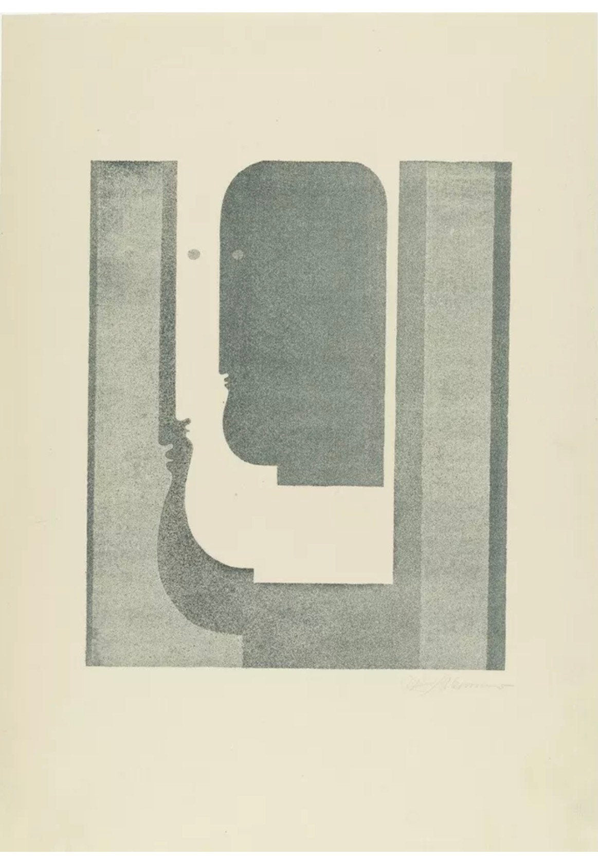 Vintage Design Poster - 'Three Vertical Profiles', Oskar Schlemmer, Bauhaus print c1923