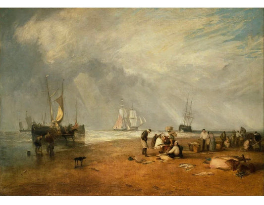 Vintage Romanticism Print - Fish Market at Hastings, England, JMW Turner, 1810