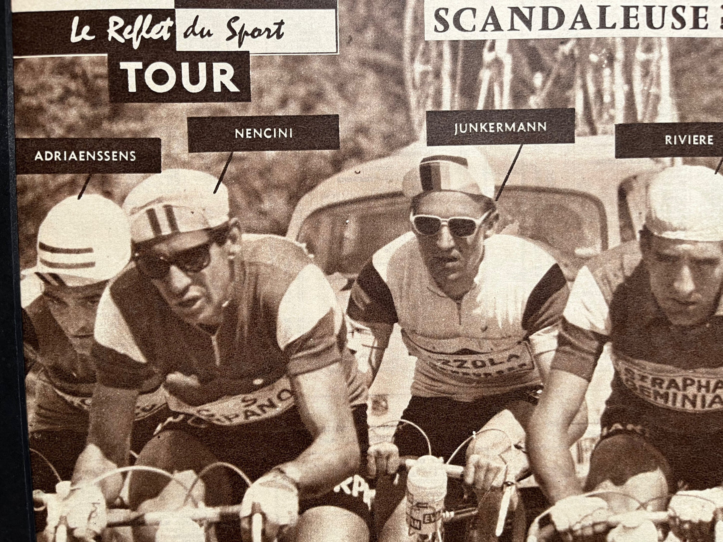 Vintage Cycling Print - Tour de France, Roger Rivière/Gaston Nencini, Original  1960