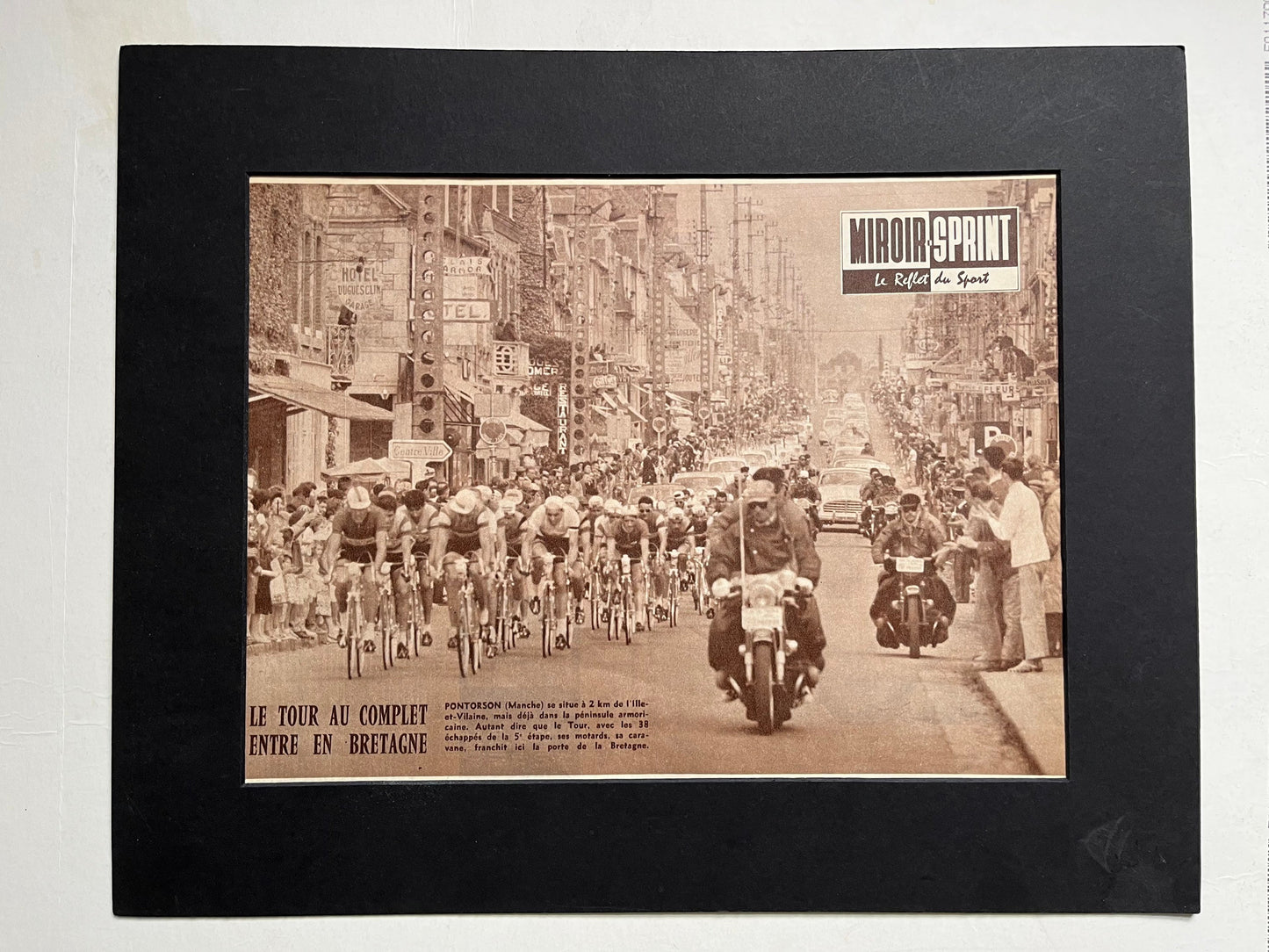 Vintage Cycling Print - Porte du Bretagne, Tour de France, Original, 1960