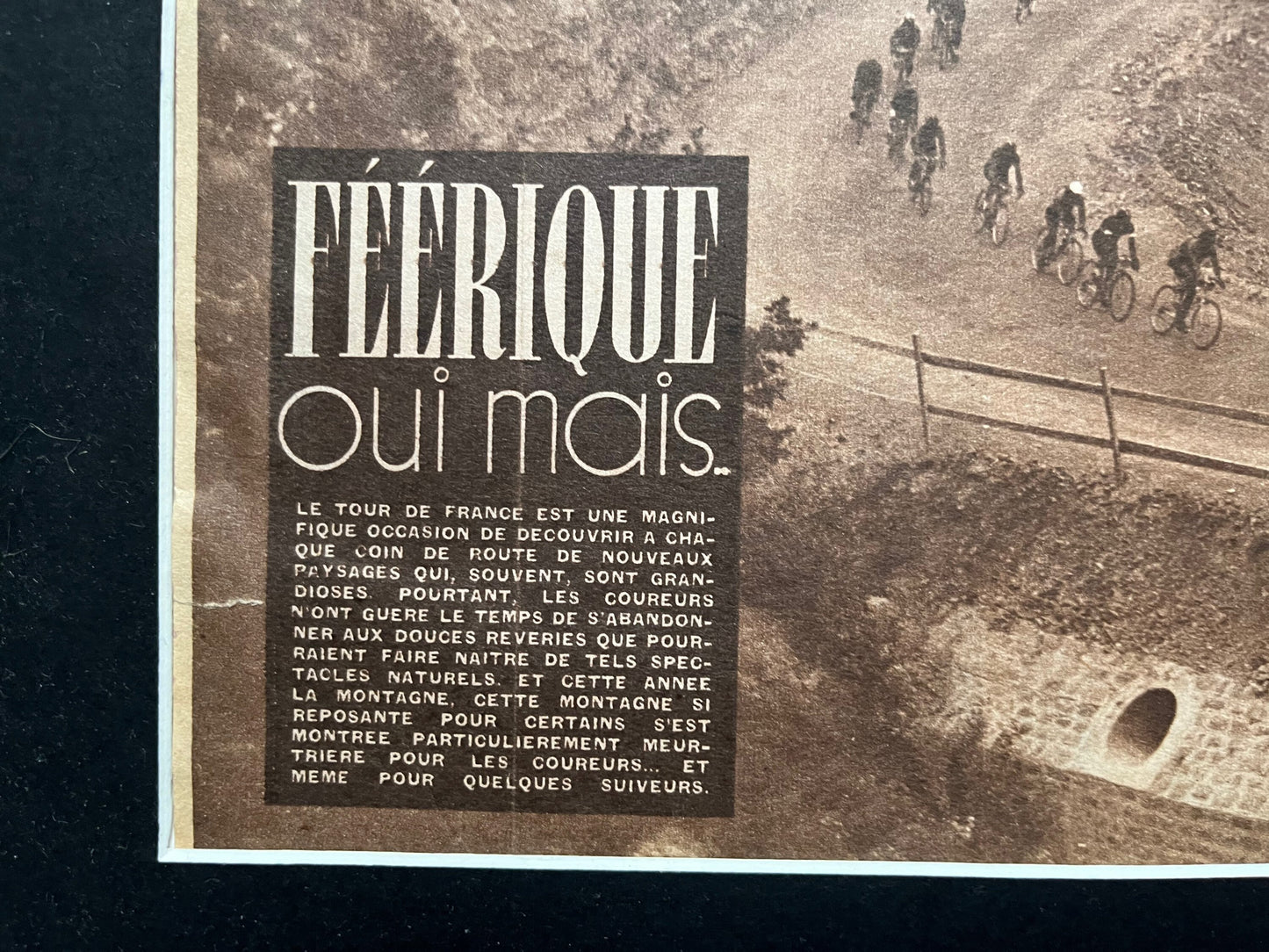 Vintage Cycling Print - Tour de France, Pyrenees, Original 1950