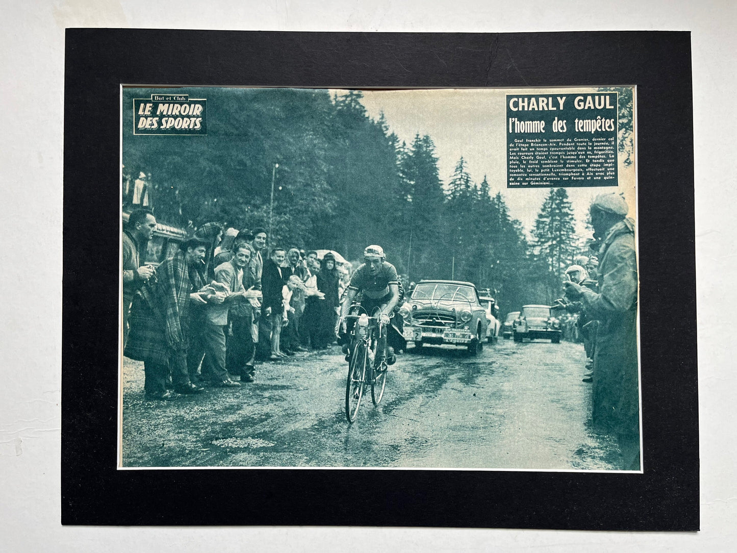 Vintage Cycling Print - Tour de France, Charly Gaul, Original 1958