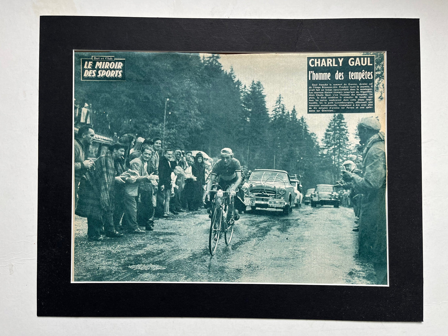 Vintage Cycling Print - Tour de France, Charly Gaul, Original 1958