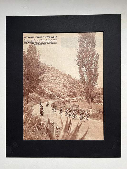 Vintage Cycling Print - Tour de France Peloton, Original 1950s