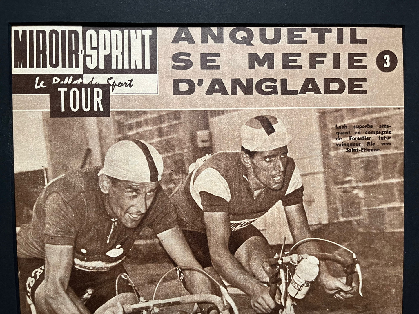 Vintage Cycling Print - Tour de France, Jacques Anquetil, Original  1961