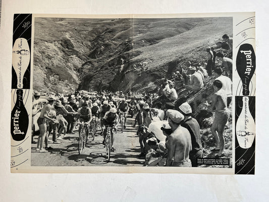 Vintage Tour de France/ Perrier original vintage cycling print 1960s