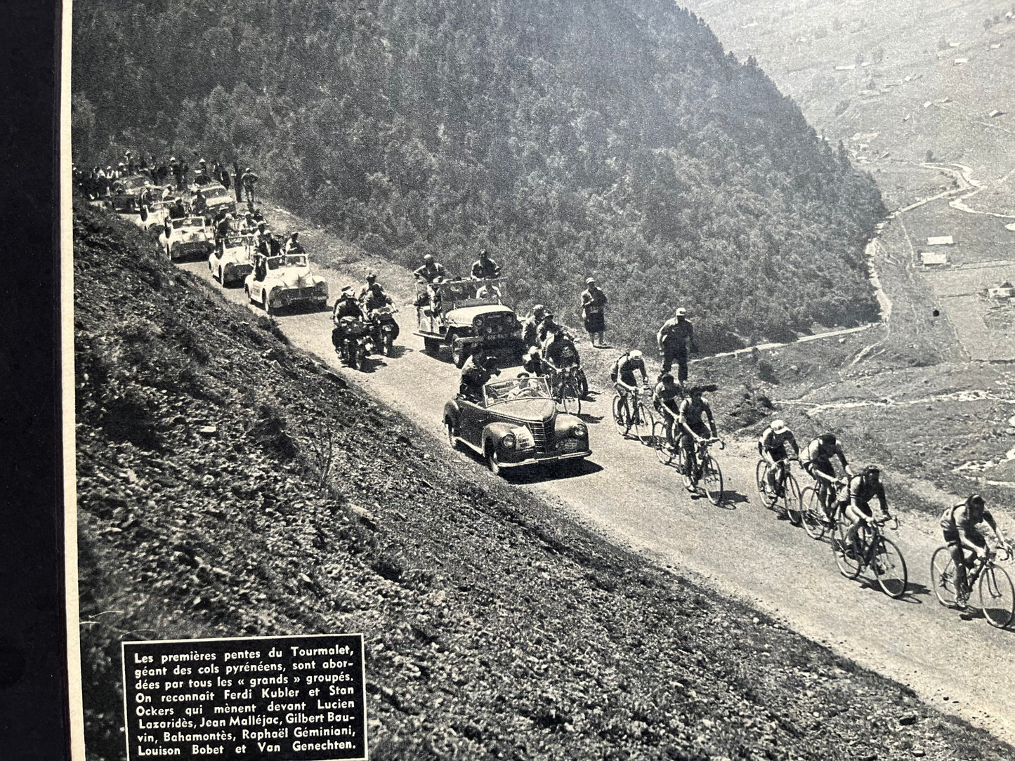 Vintage Tour de France cycling print 1950s Tourmalet