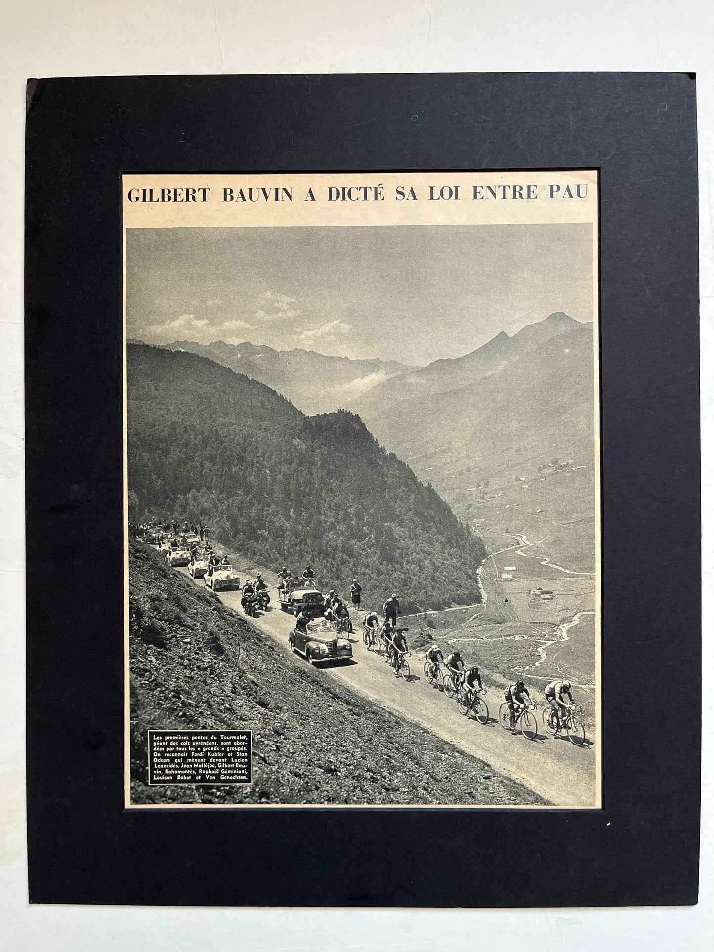 Vintage Tour de France cycling print 1950s Tourmalet