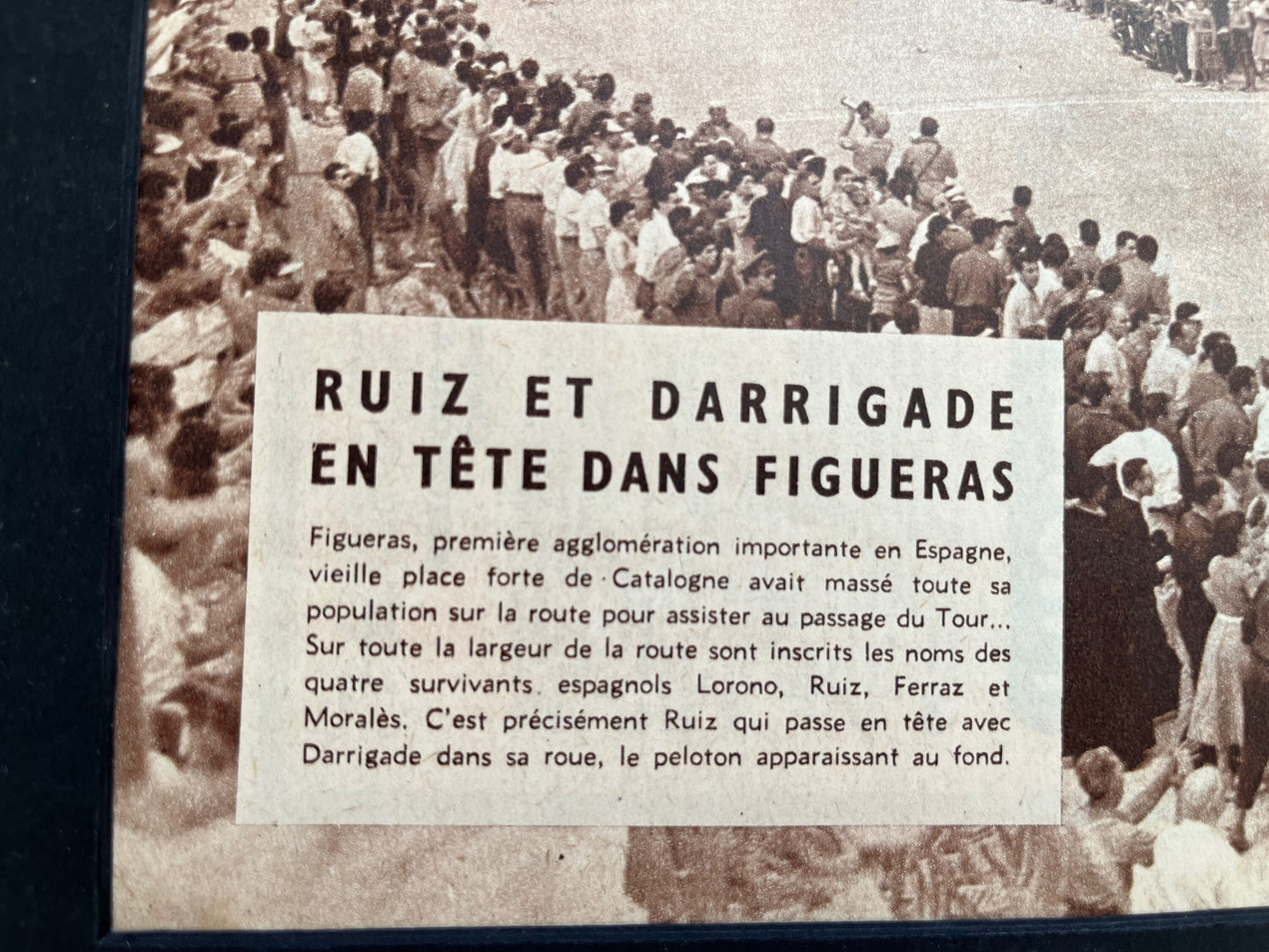 Vintage Tour de France cycling print Ruiz / Darrigade 1951