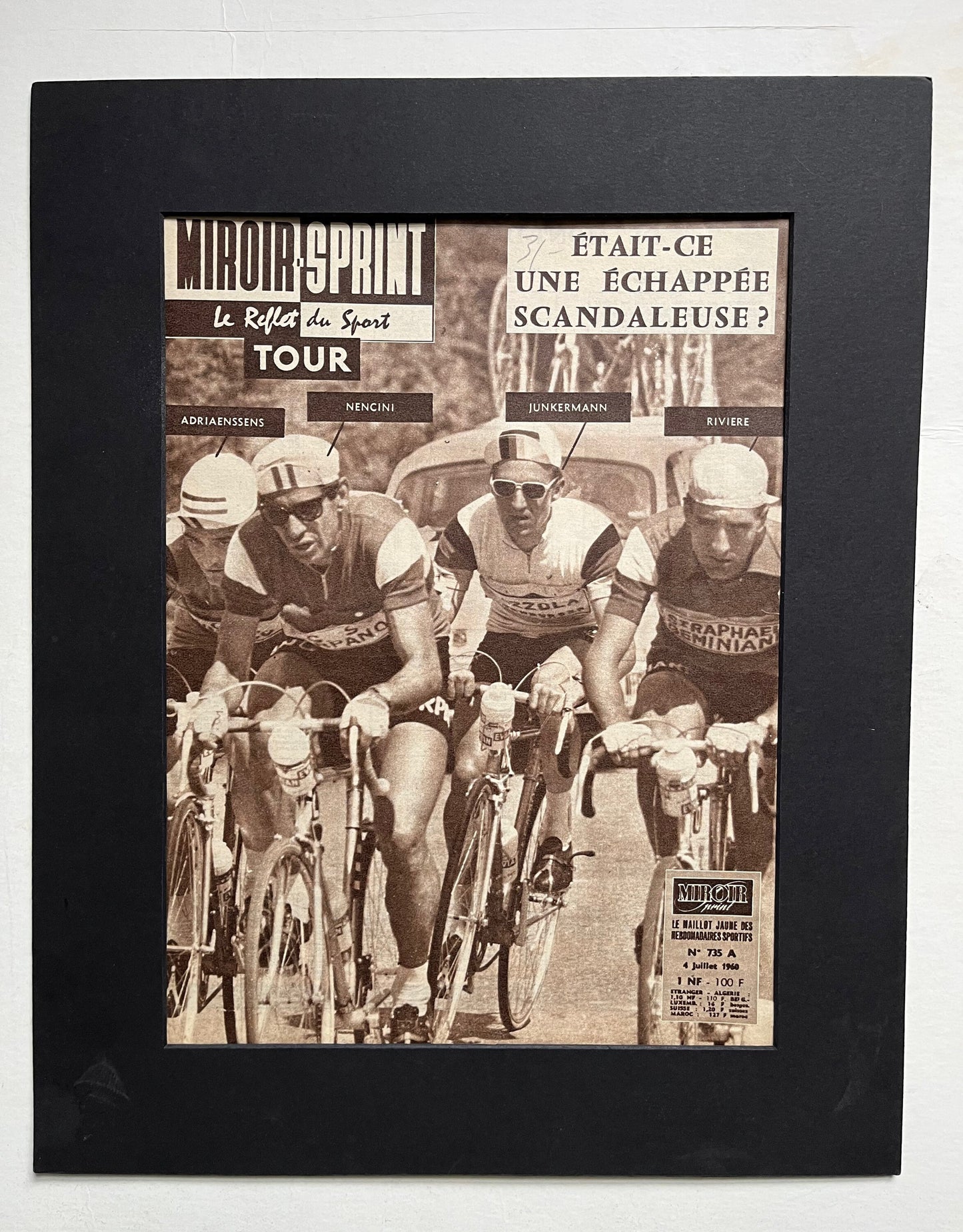 Vintage Cycling Print - Tour de France, Roger Rivière/Gaston Nencini, Original  1960