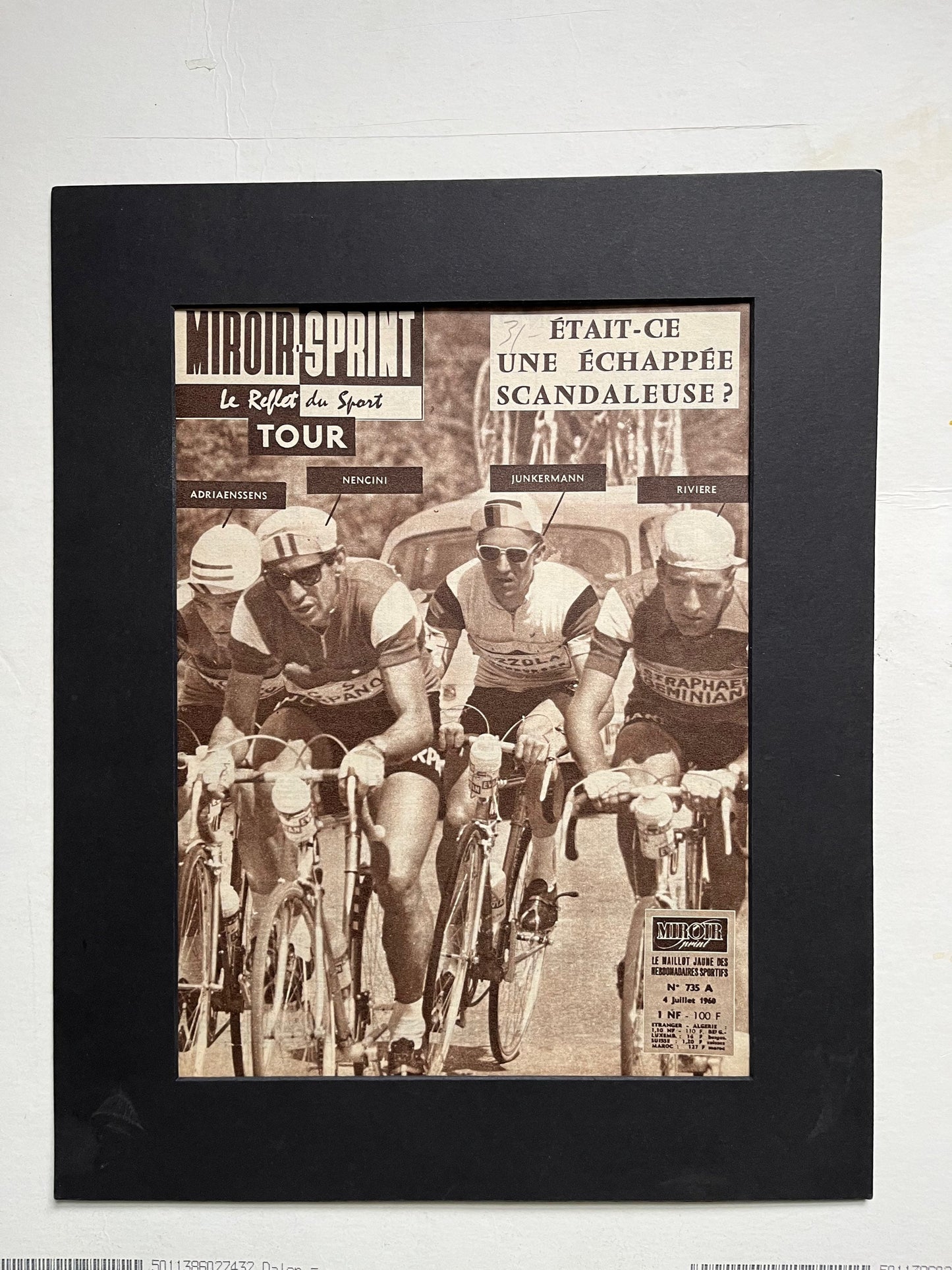 Vintage Cycling Print - Tour de France, Roger Rivière/Gaston Nencini, Original  1960