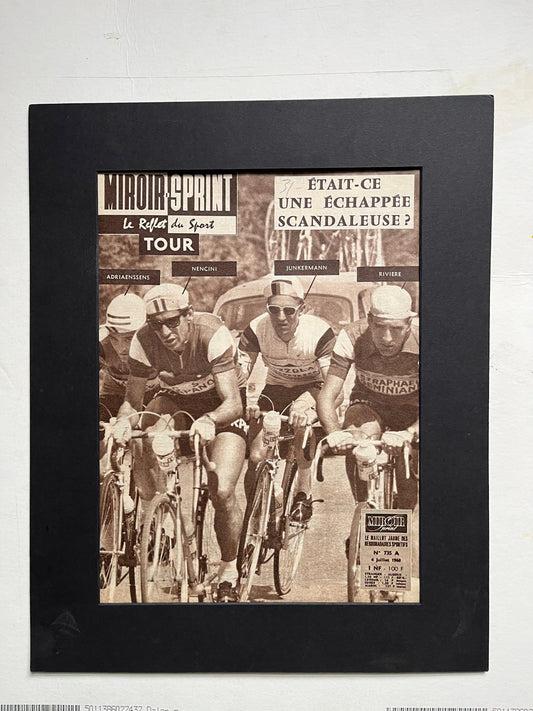 Vintage Cycling Print - Tour de France, Roger Rivière/Gaston Nencini, Original  1960