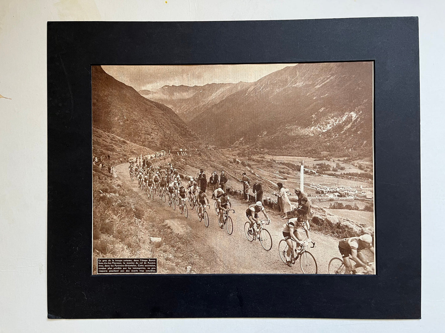 Vintage Cycling Print - Tour de France, Vol du Puymorens, Original 1950s