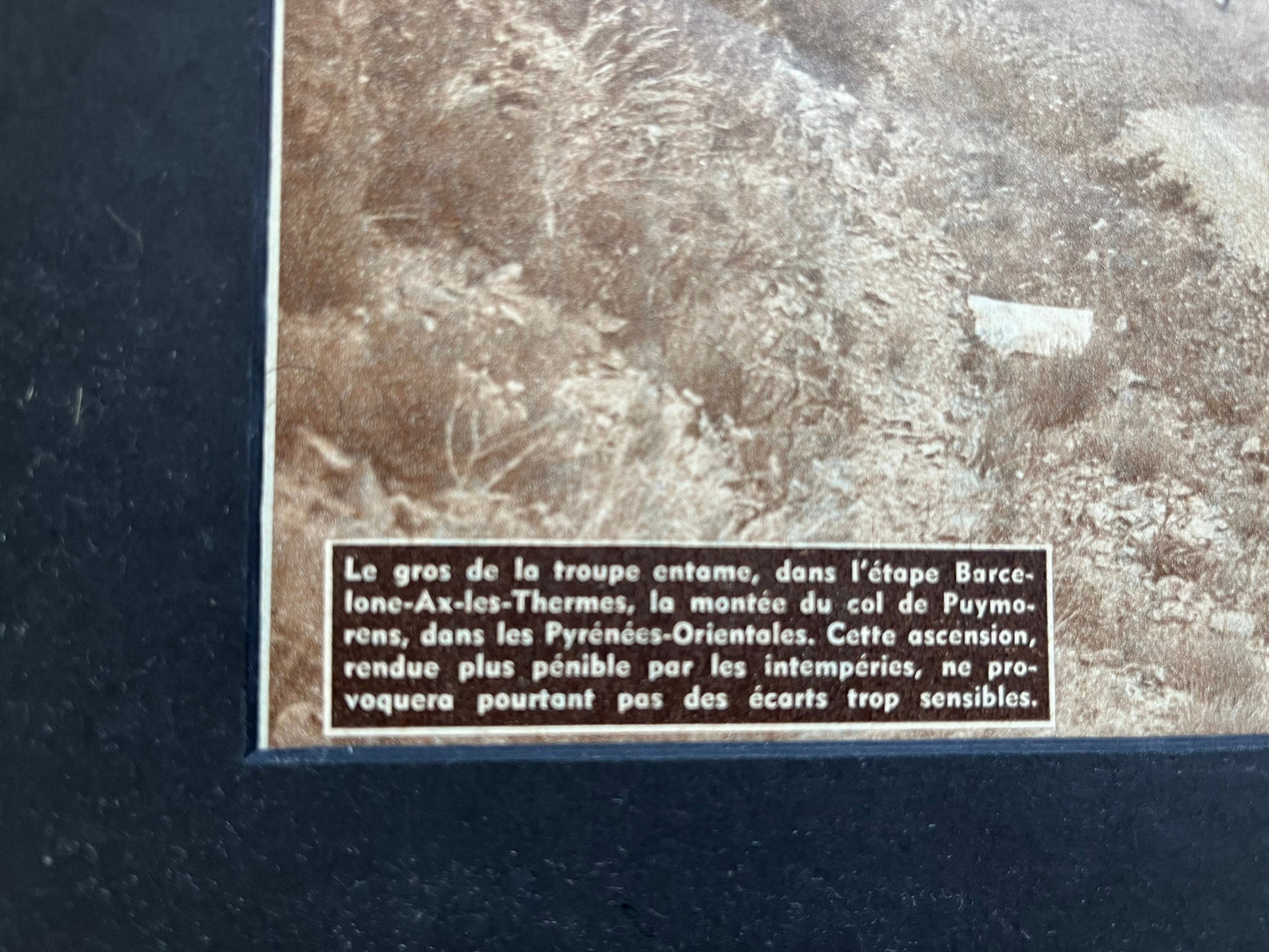 Vintage Cycling Print - Tour de France, Vol du Puymorens, Original 1950s