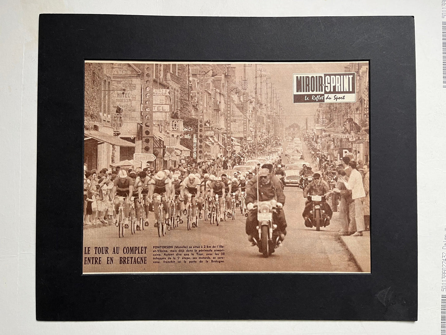 Vintage Cycling Print - Porte du Bretagne, Tour de France, Original, 1960