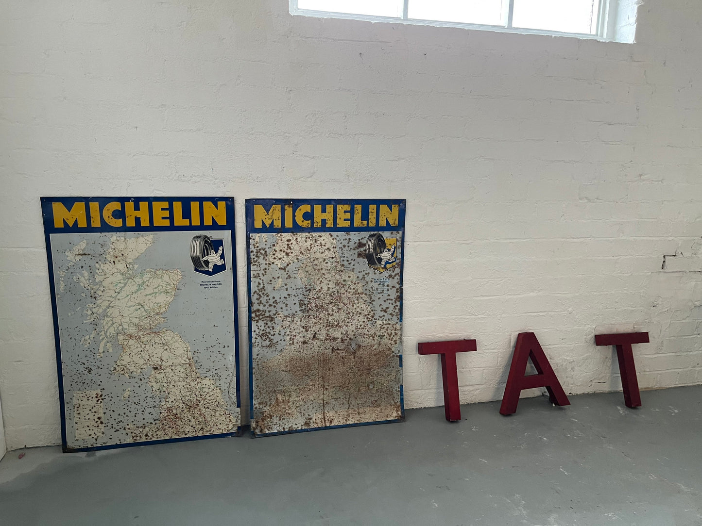 Vintage Advertising Signs - Two Michelin Tyres, dated 1961