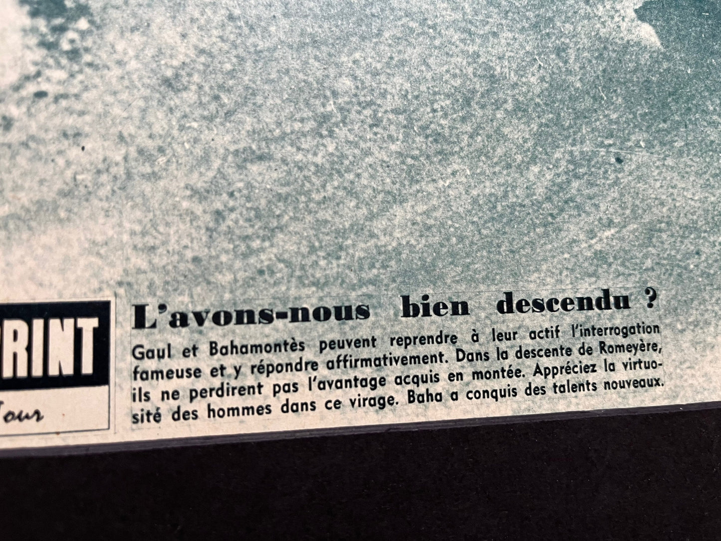 Vintage Cycling Print - Tour de France, Charly Gaul, Federico Bahamontes, Original 1958