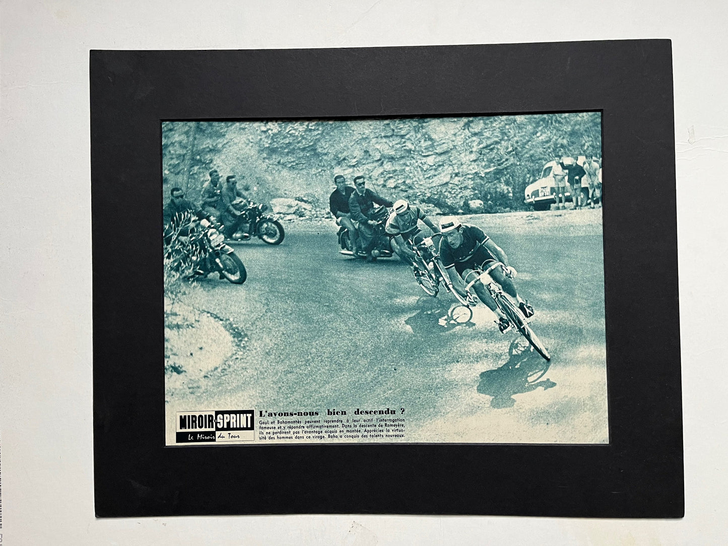 Vintage Cycling Print - Tour de France, Charly Gaul, Federico Bahamontes, Original 1958