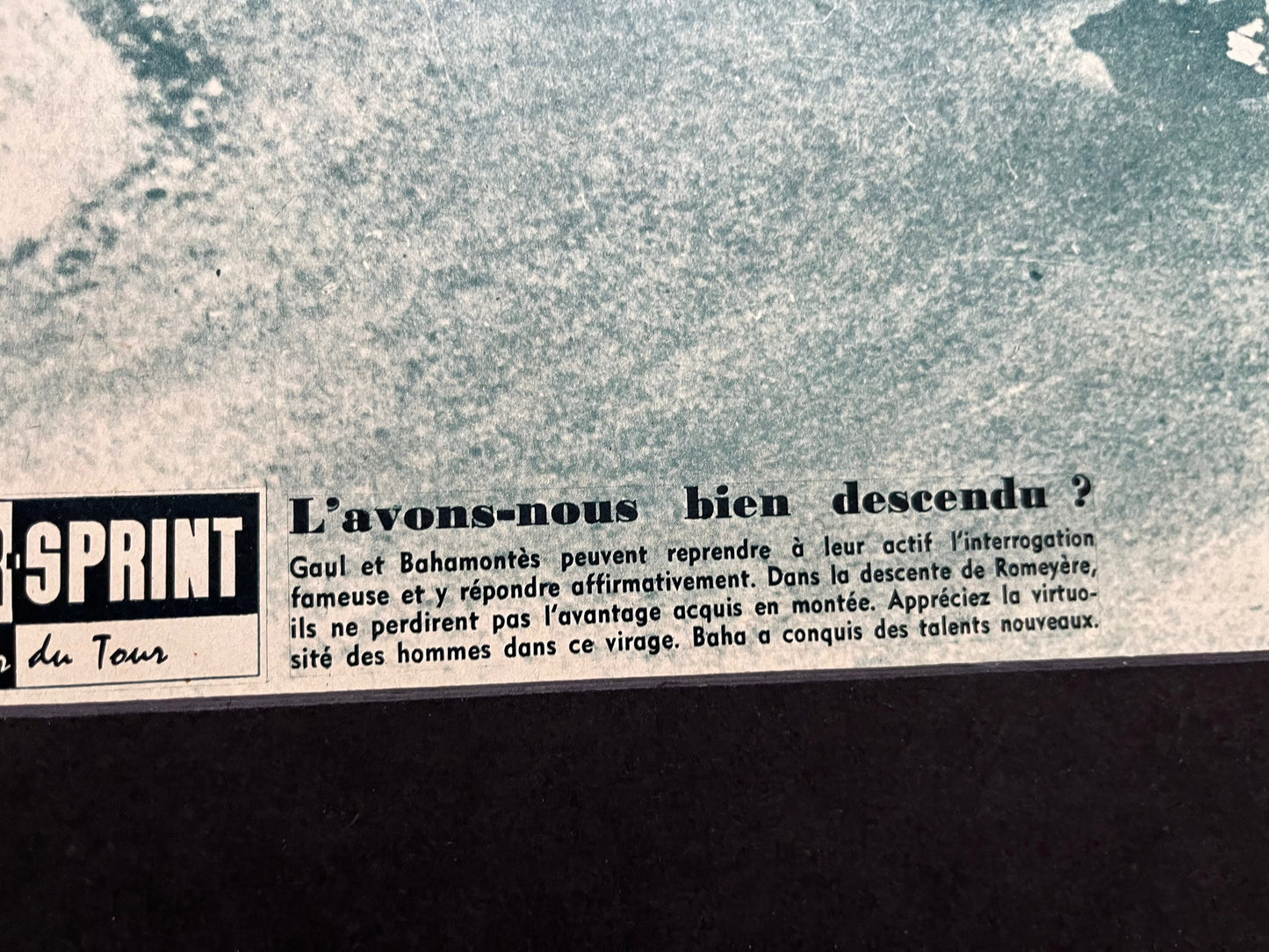 Vintage Cycling Print - Tour de France, Charly Gaul, Federico Bahamontes, Original 1958