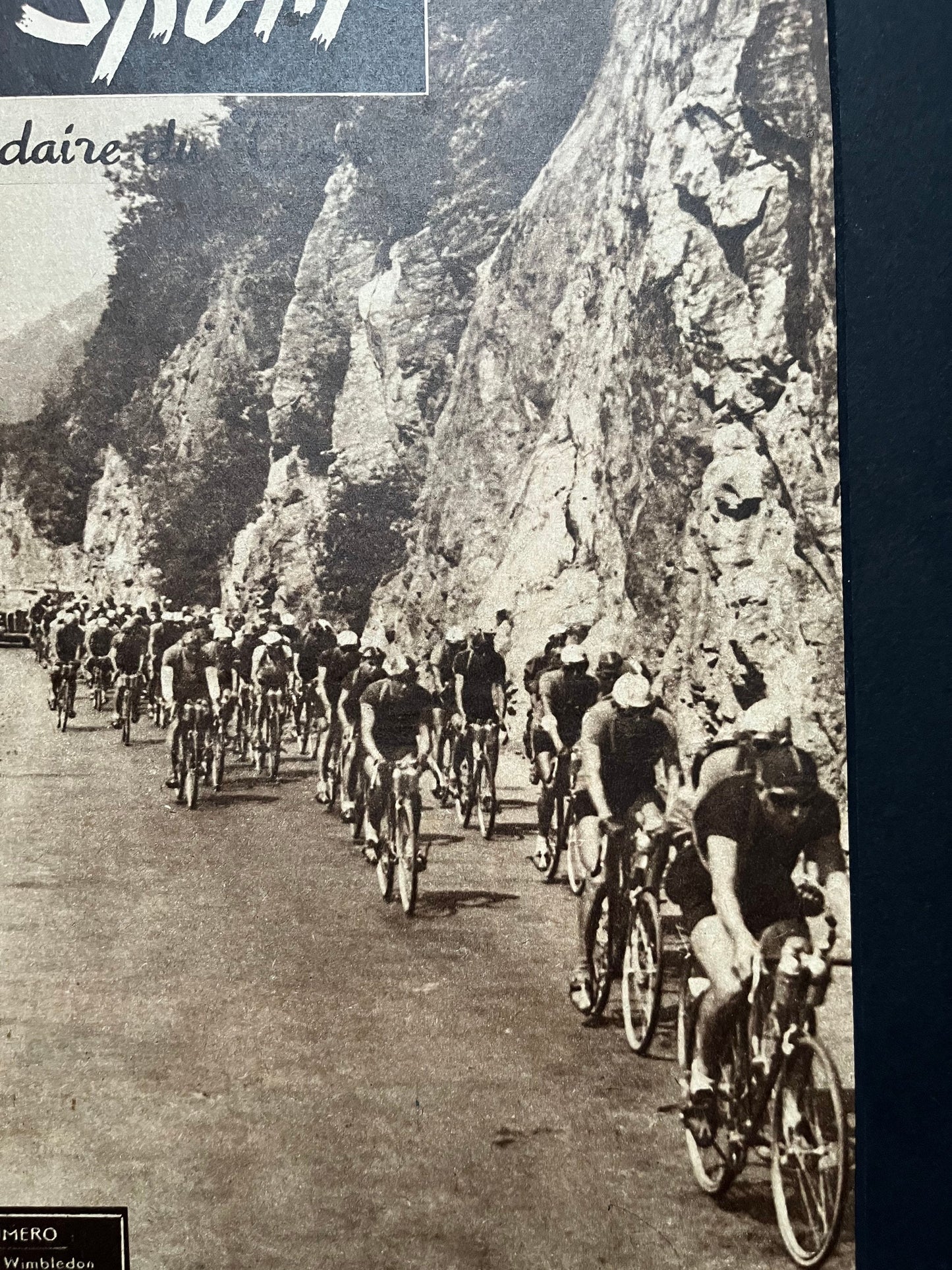 Vintage Cycling Print - Original Tour de France Peloton, French Alps 1947