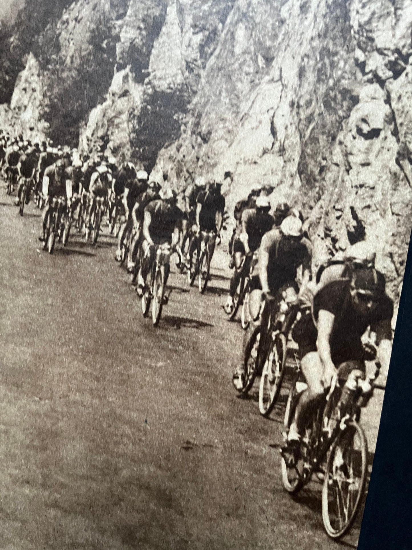 Vintage Cycling Print - Original Tour de France Peloton, French Alps 1947