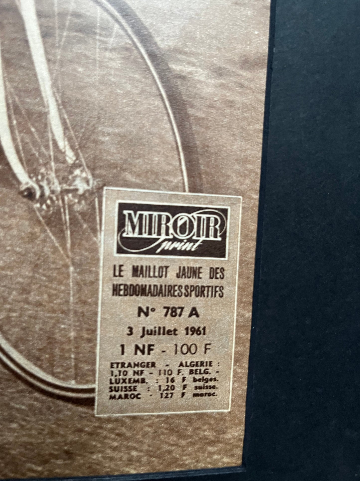 Vintage Cycling Print - Tour de France, Jacques Anquetil, Original  1961