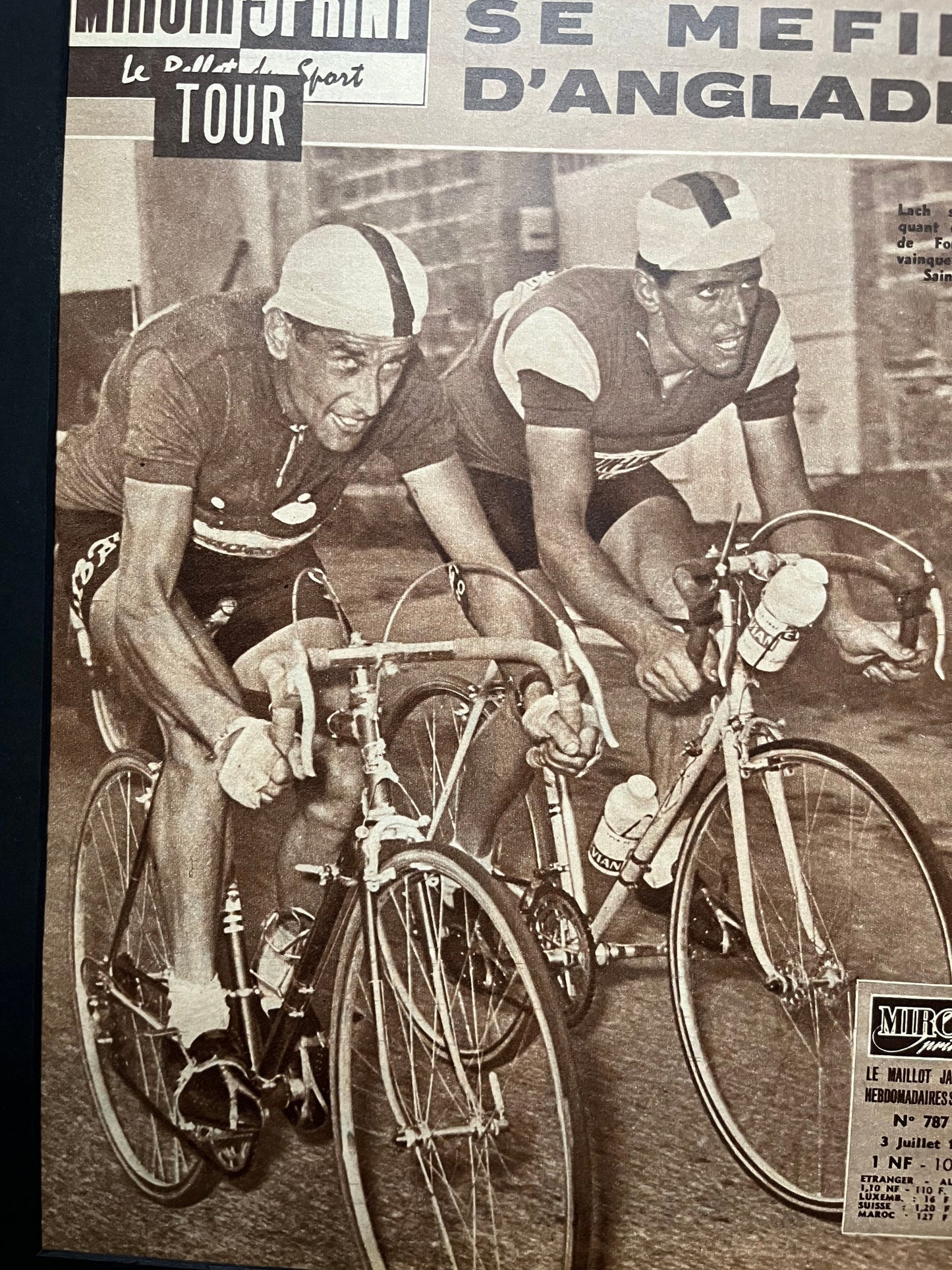 Vintage Cycling Print - Tour de France, Jacques Anquetil, Original  1961