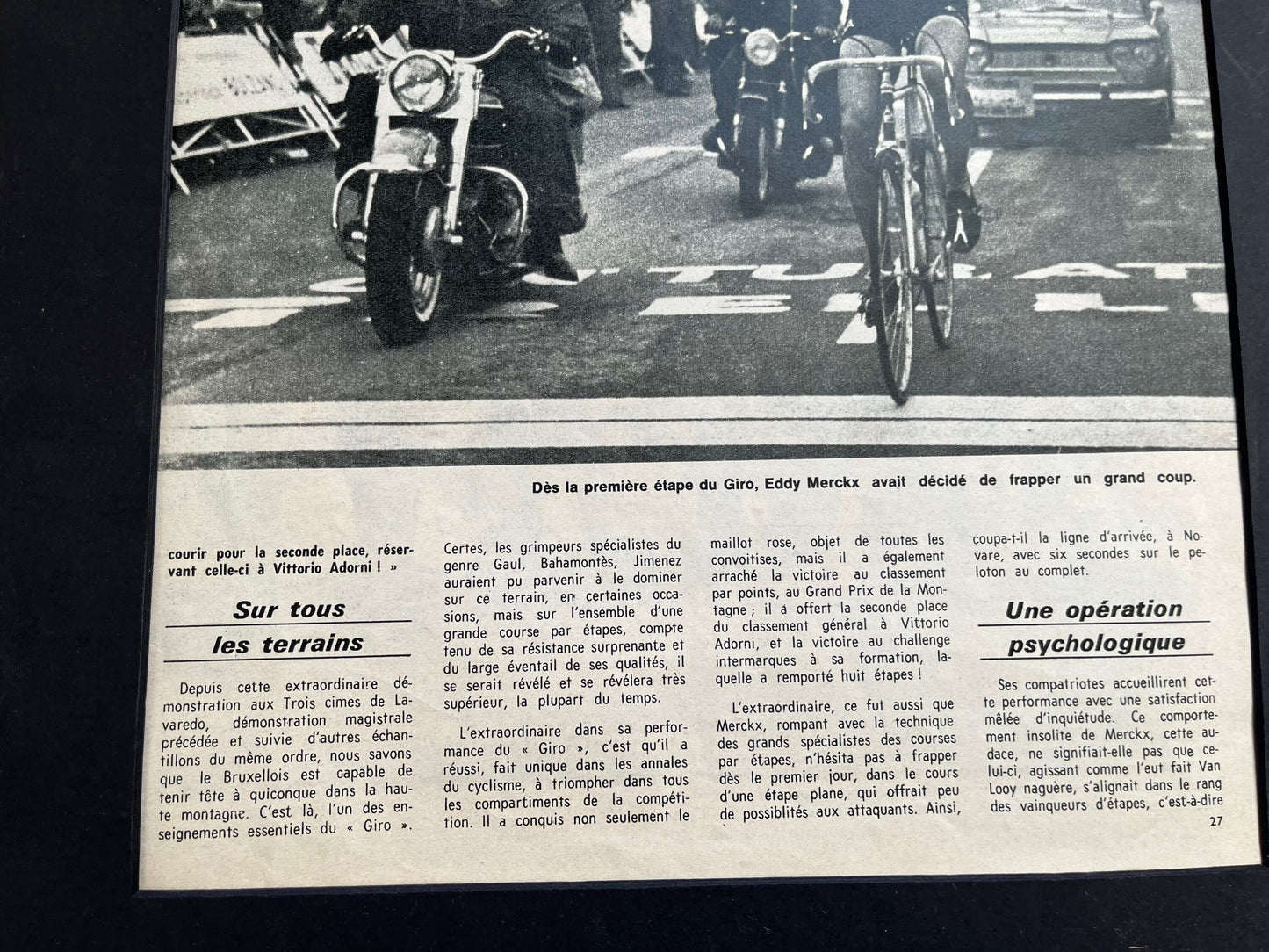 Vintage Cycling Print - Giro d’Italia, Eddy Merckx, Original 1968