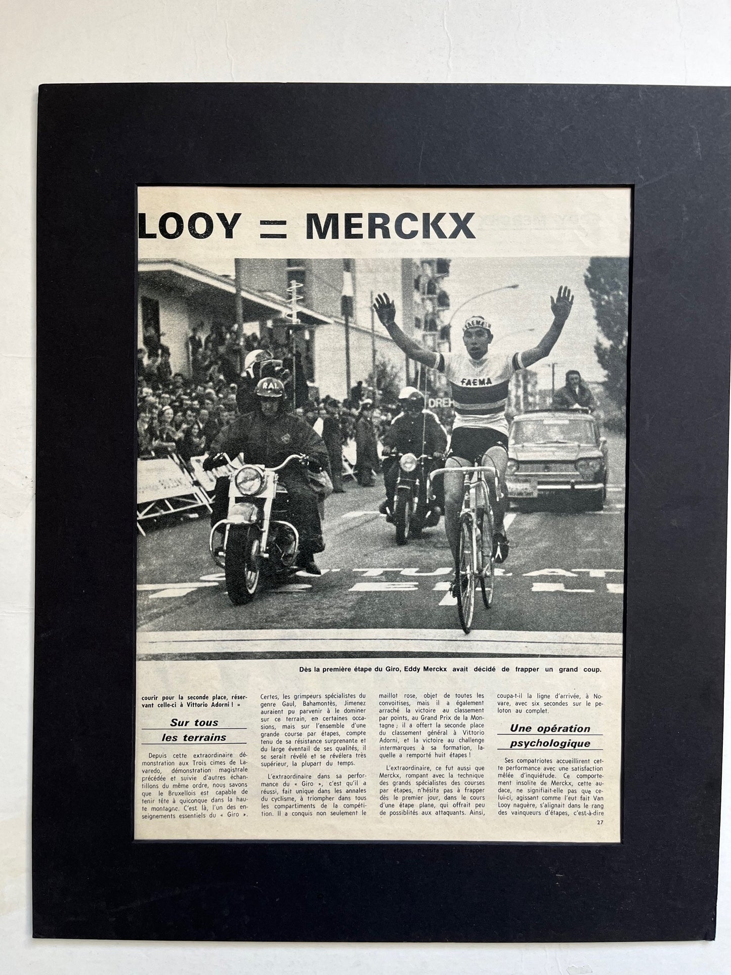 Vintage Cycling Print - Giro d’Italia, Eddy Merckx, Original 1968