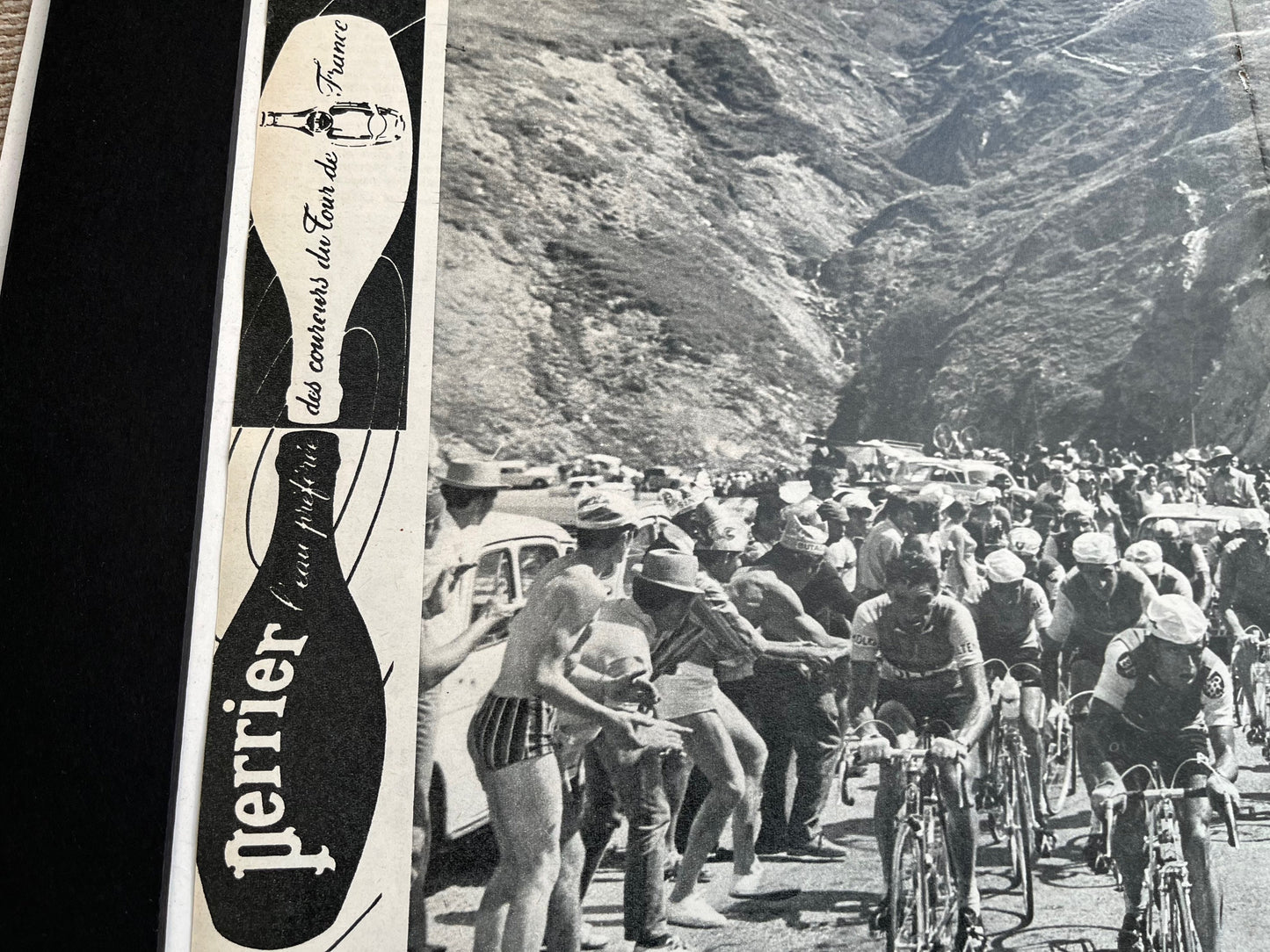 Vintage Tour de France/ Perrier original vintage cycling print 1960s