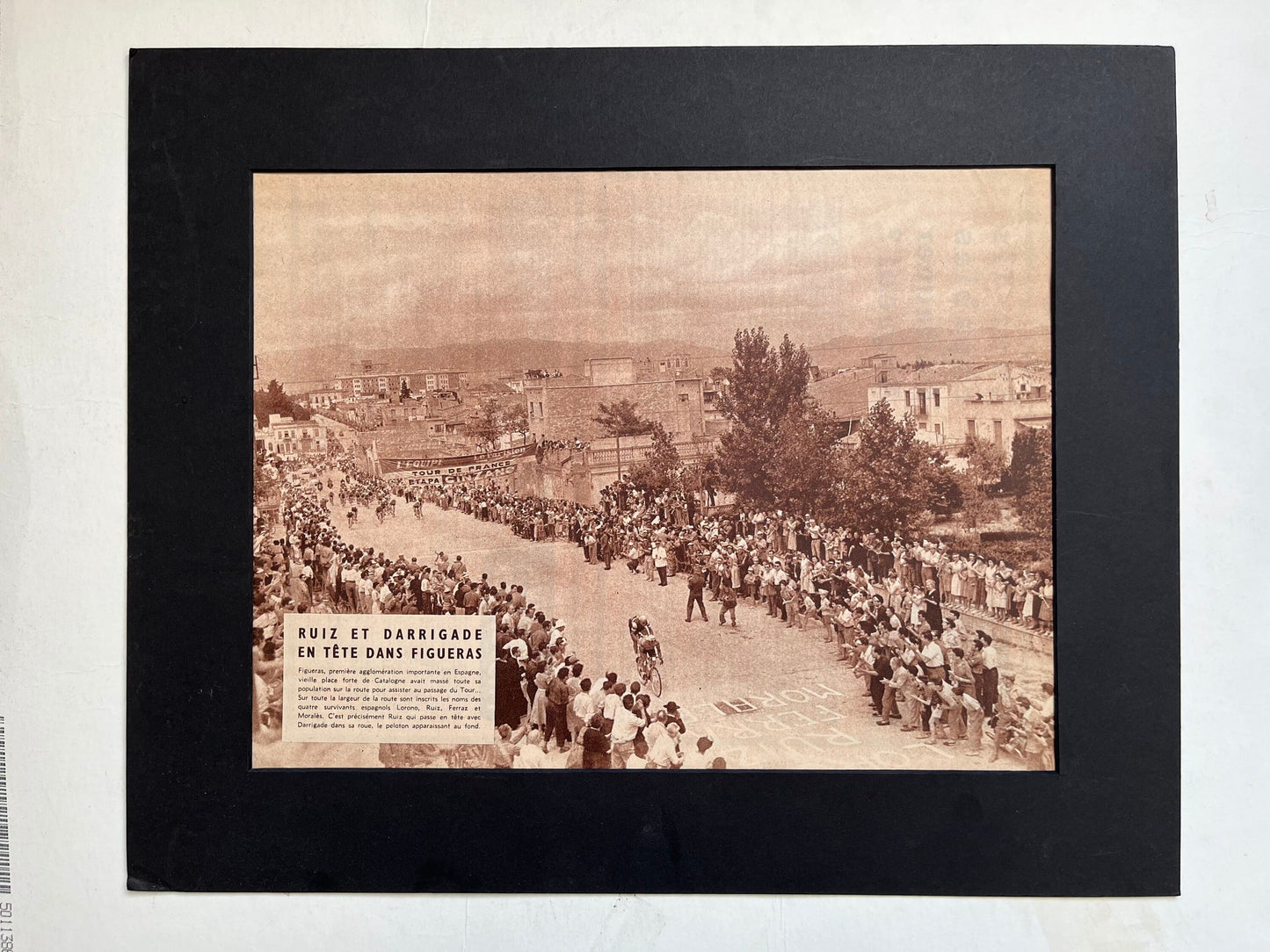 Vintage Tour de France cycling print Ruiz / Darrigade 1951