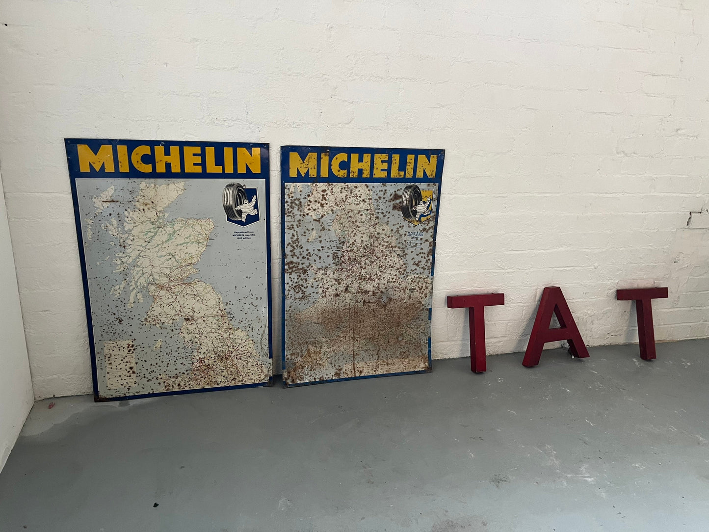 Vintage Advertising Signs - Two Michelin Tyres, dated 1961
