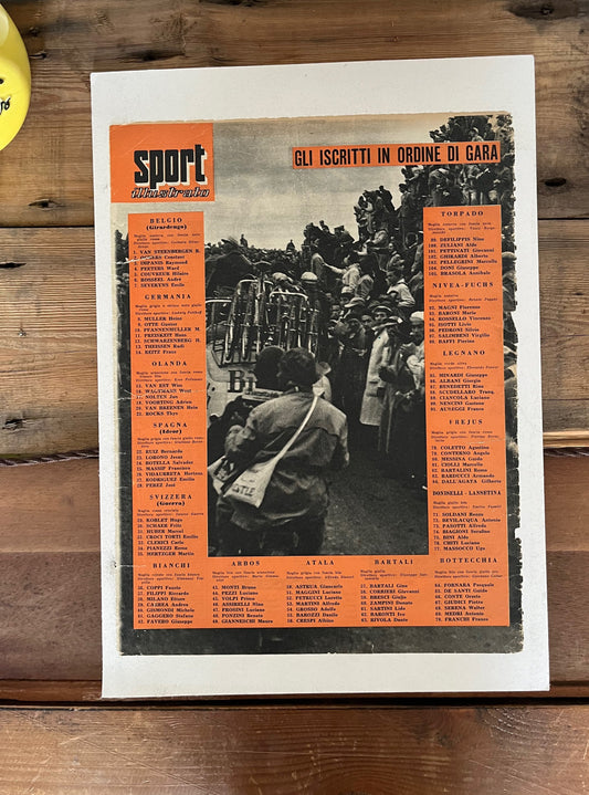 Vintage Magazine Print (Italian) - Tour de France Teams Listing, Original very rare, 1950