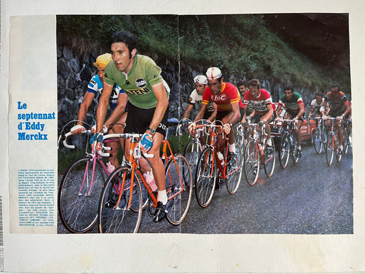 Vintage Cycling Print - Tour de France, Eddy Merckx, Original 1975