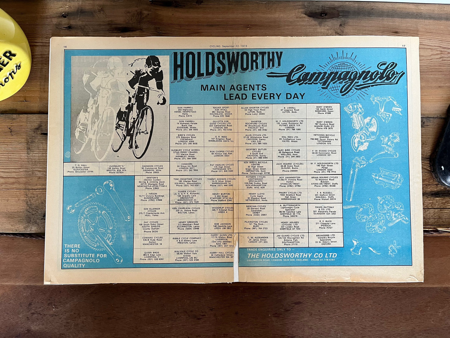Vintage Cycling Advertisement  - Campagnolo/Holdsworth, Original 1973