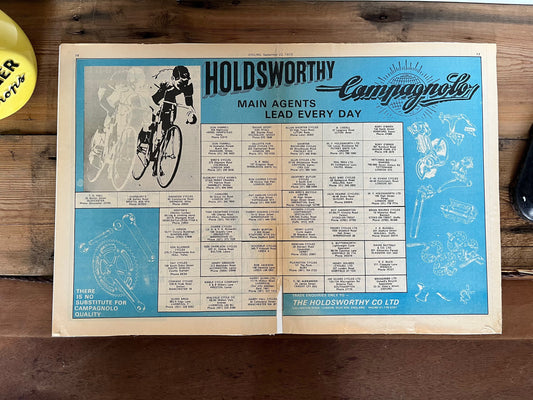 Vintage Cycling Advertisement  - Campagnolo/Holdsworth, Original 1973