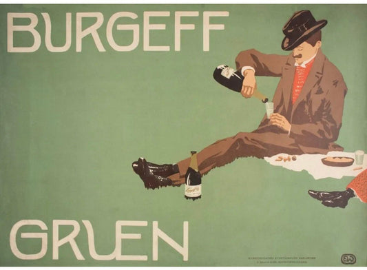 Vintage Advertising Poster - Burgeff Gruen Beer, Germany 1900