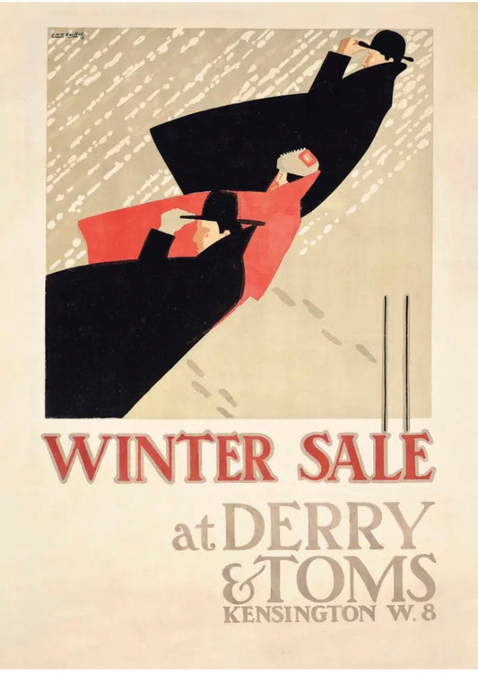 Vintage Advertising Poster - Derry and Toms Winter Sale, London, 1919