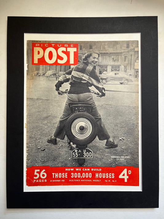 Vintage Magazine Cover -  Picture Post, Scooter Girl Munich, Original 1950