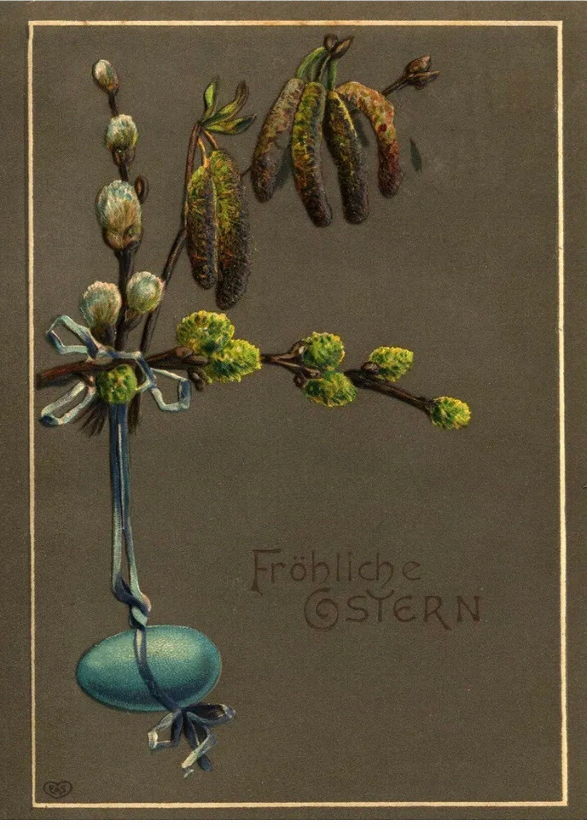 Vintage German Easter Print - Froliche Ostern, Easter c1920s