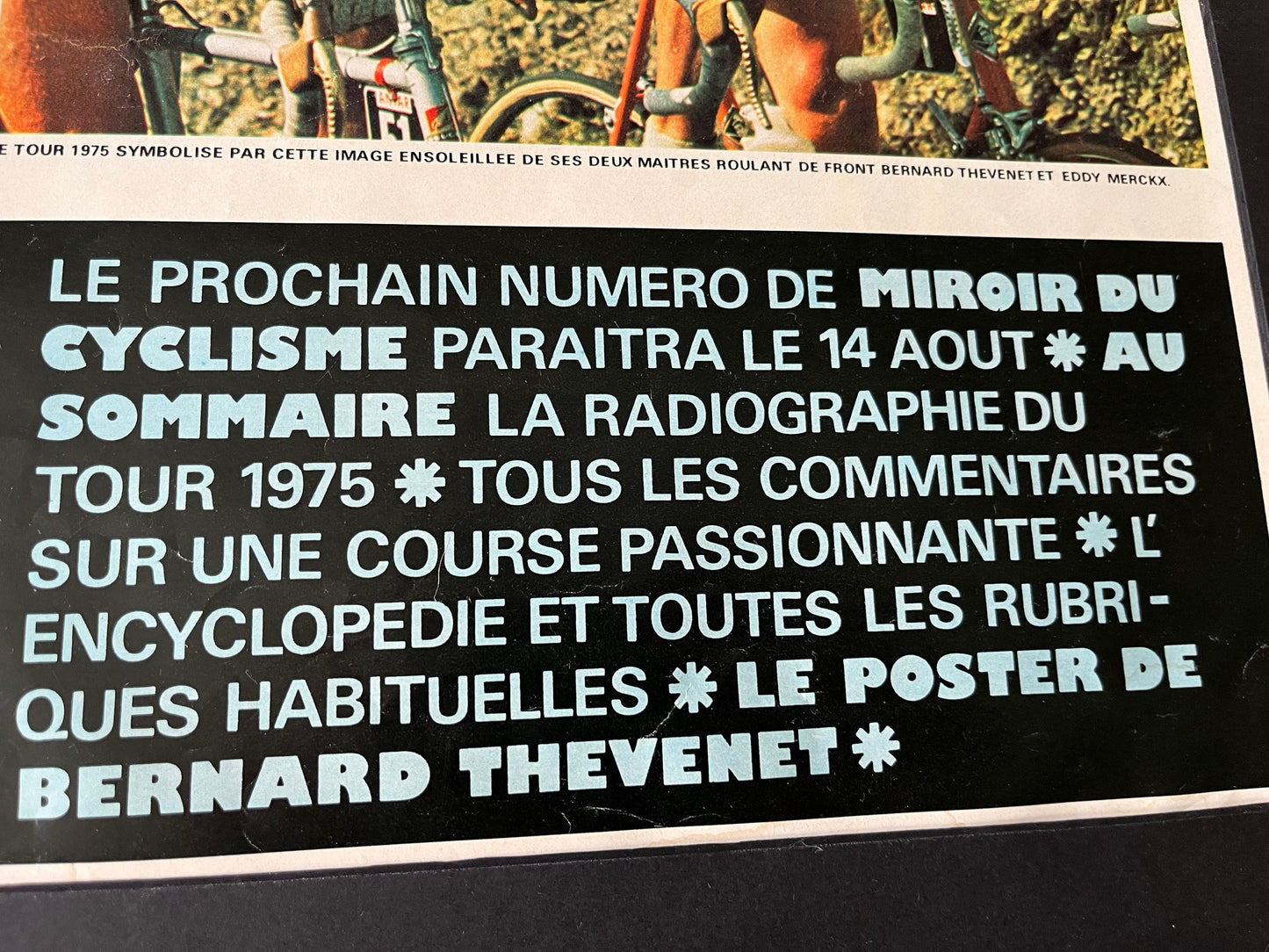 Vintage Cycling Print - Tour de France, Eddy Merckx/Bernard Thevenet,  Original 1974