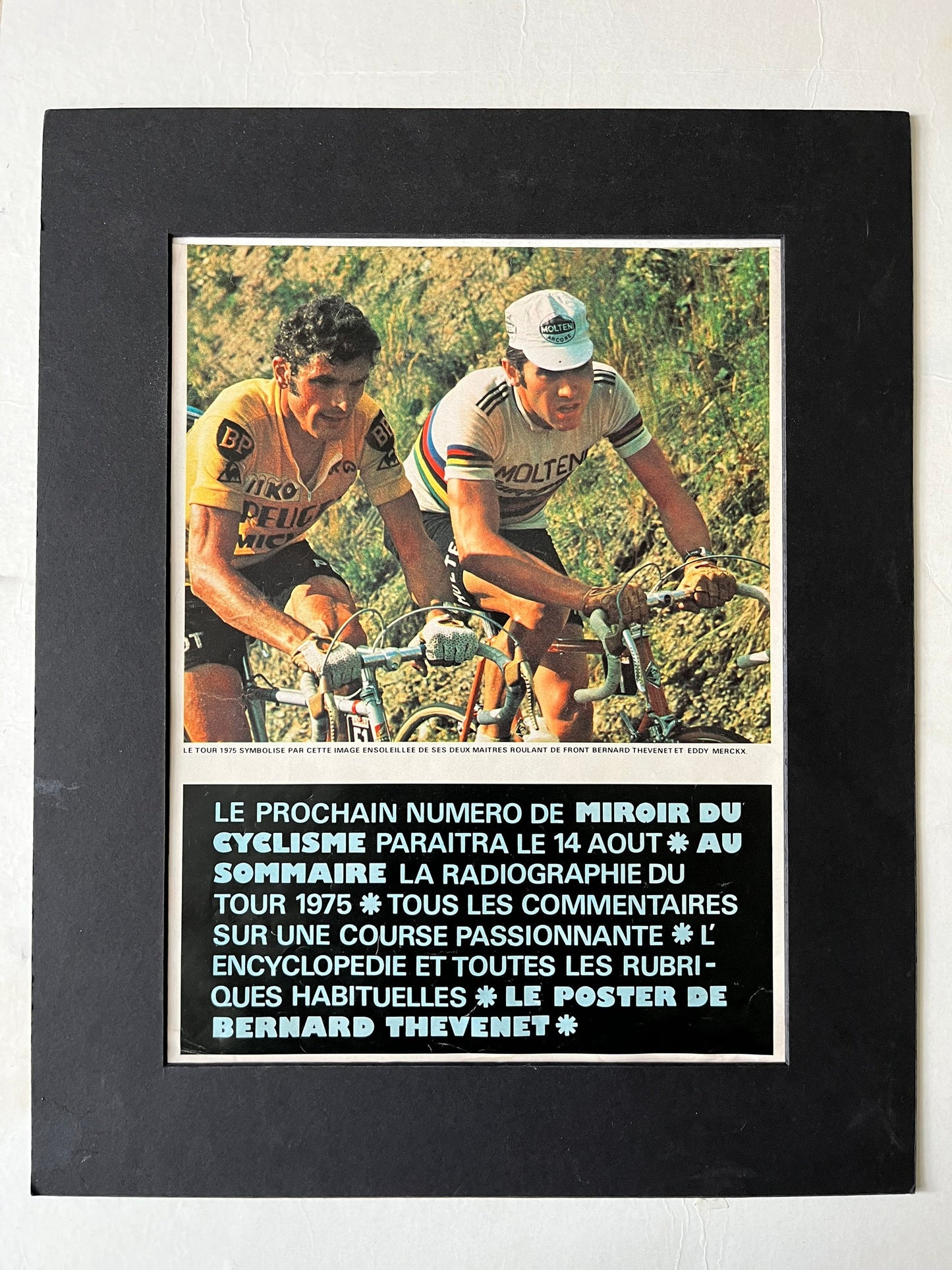 Vintage Cycling Print - Tour de France, Eddy Merckx/Bernard Thevenet,  Original 1974