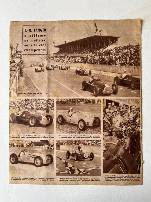 Vintage Grand Prix Print (French) - Jean Manuel Fangio, Original c1950