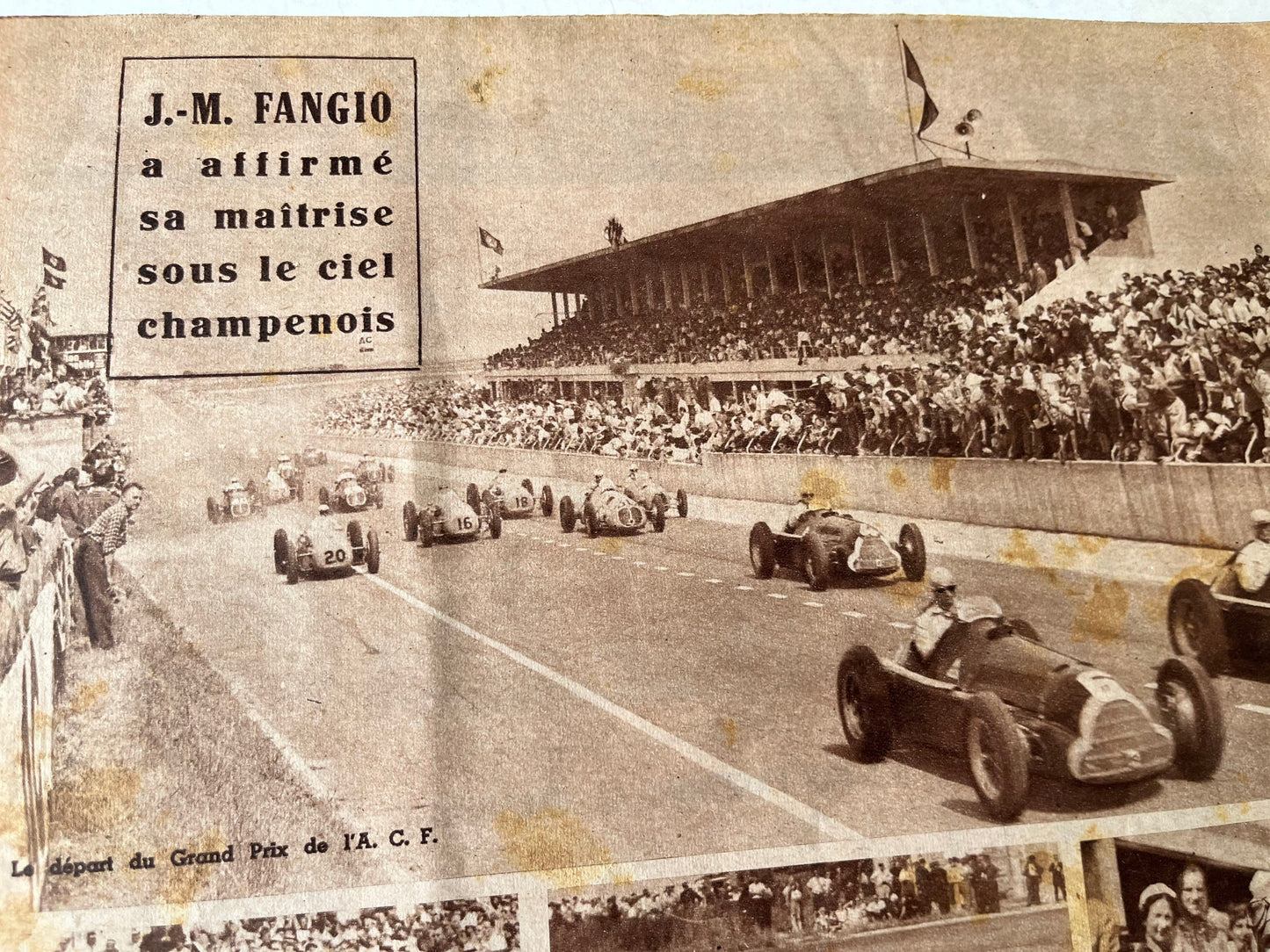 Vintage Grand Prix Print (French) - Jean Manuel Fangio, Original c1950