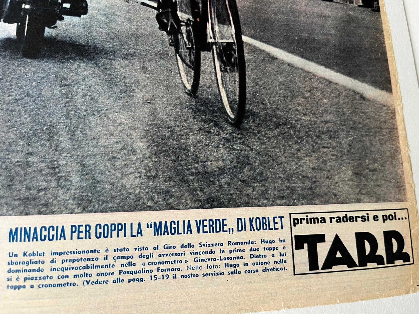 Vintage Cycling Print (Colour) - Giro D’Italia, Hugo Koblet, Original 1953