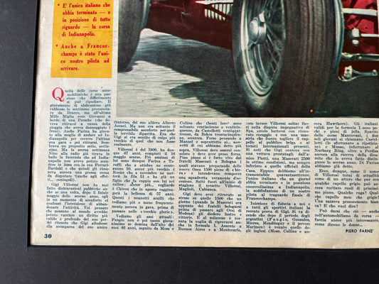 Vintage Ferrari Racing Car Print - Giuseppe Farina, Original 1950